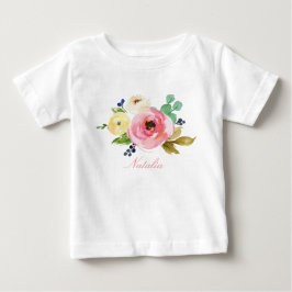Personalisiert Name Baby Girl Watercolor Floral-4 T-shirt