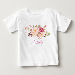 Personalisiert Name Baby Girl Watercolor Floral-6 T-shirt