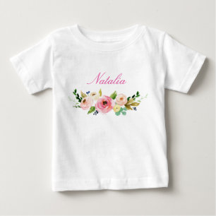 Personalisiert Name Baby Girl Watercolor Floral-7 T-shirt