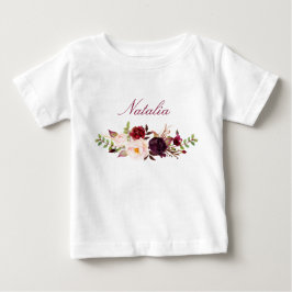 Personalisiert Name Baby Girl Watercolor Floral-8 T-shirt