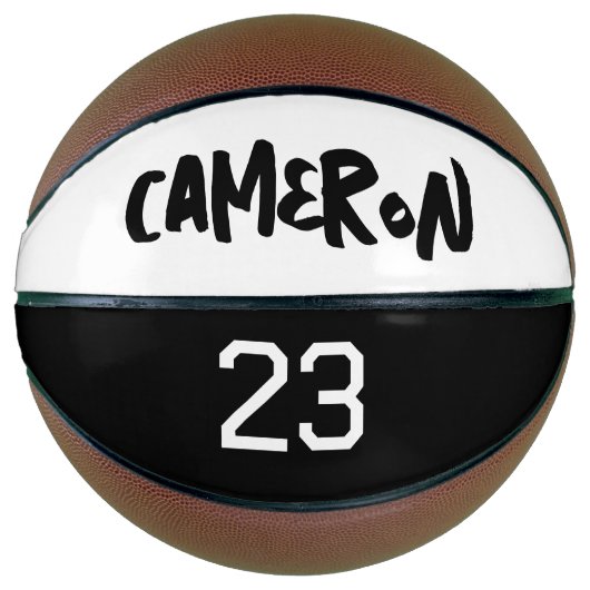 Personalisiert Name Ball Player Nummer Schwarz-wei Basketball (Vorderseite)