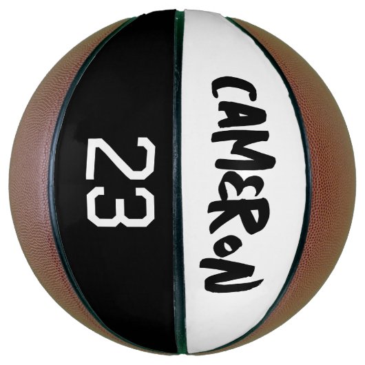 Personalisiert Name Ball Player Nummer Schwarz-wei Basketball (Vertikal)