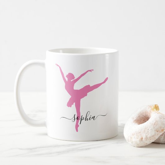 Personalisiert Name Ballerina Kaffeetasse (Mit Donut)