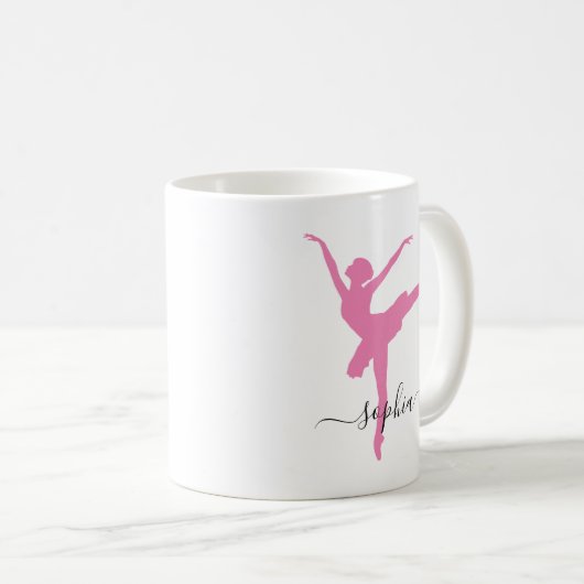 Personalisiert Name Ballerina Kaffeetasse (VorderseiteRechts)