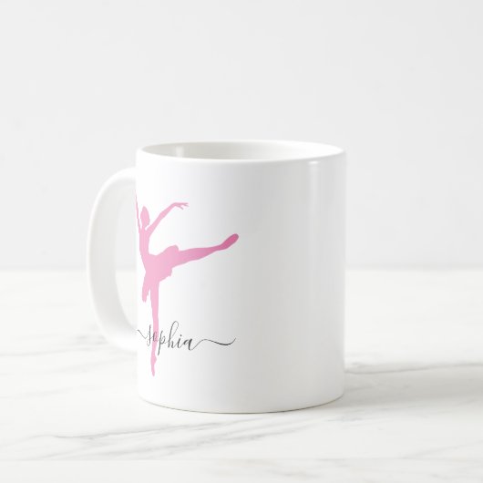 Personalisiert Name Ballerina Kaffeetasse (Vorderseite Links)