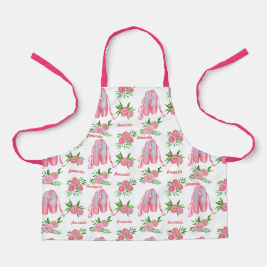 Personalisiert Name Ballerina Pink Schuhe Schürze (Vorderseite)