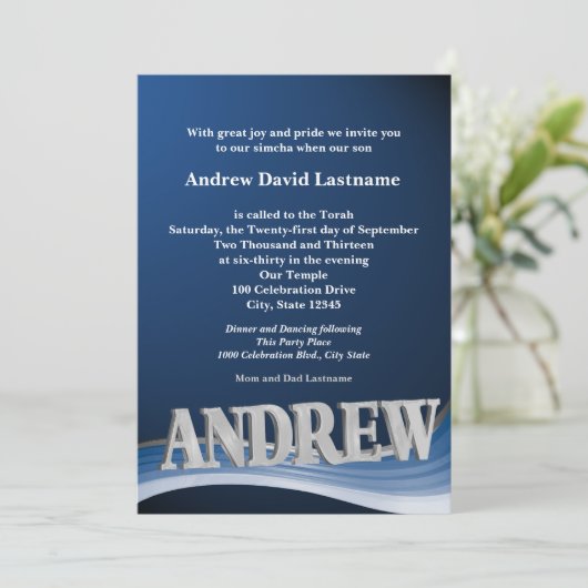 Personalisiert Name Bar Mitzvah Einladung (Stehend Vorderseite)