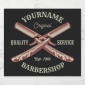 Personalisiert NAME Barber Straight Razor Barbersh Bierflaschenetikett (Einzelnes Label)