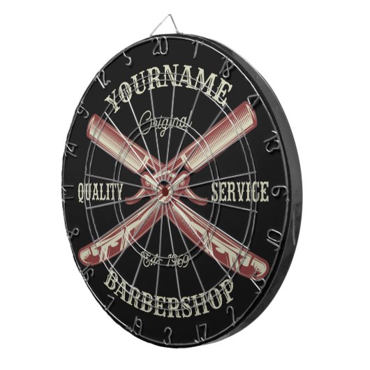Personalisiert NAME Barber Straight Razor Barbersh Dartscheibe (Vorderseite rechts)