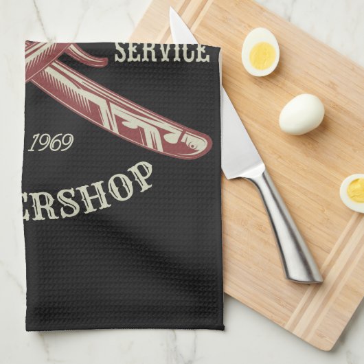 Personalisiert NAME Barber Straight Razor Barbersh Geschirrtuch (Viertel Falte)