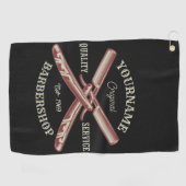 Personalisiert NAME Barber Straight Razor Barbersh Golfhandtuch (Horizontal)