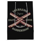 Personalisiert NAME Barber Straight Razor Barbersh Mittlere Geschenktüte (Rückseite)