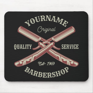 Personalisiert NAME Barber Straight Razor Barbersh Mousepad