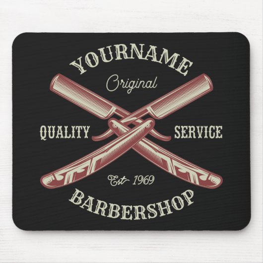 Personalisiert NAME Barber Straight Razor Barbersh Mousepad (Vorne)