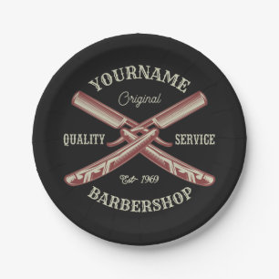 Personalisiert NAME Barber Straight Razor Barbersh Pappteller