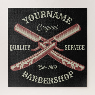 Personalisiert NAME Barber Straight Razor Barbersh Puzzle