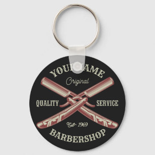 Personalisiert NAME Barber Straight Razor Barbersh Schlüsselanhänger