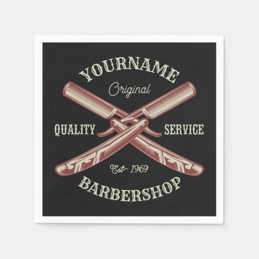 Personalisiert NAME Barber Straight Razor Barbersh Serviette (Vorderseite)