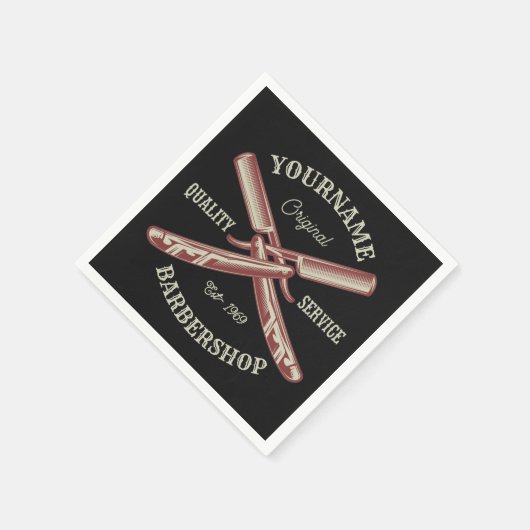 Personalisiert NAME Barber Straight Razor Barbersh Serviette (Ecke)