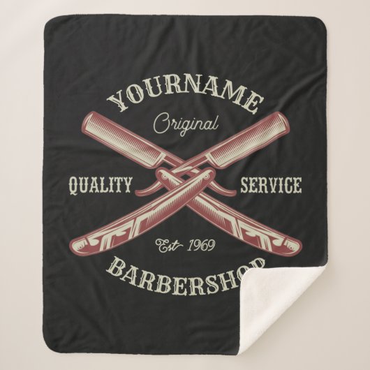 Personalisiert NAME Barber Straight Razor Barbersh Sherpadecke (Vorderseite)