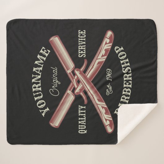 Personalisiert NAME Barber Straight Razor Barbersh Sherpadecke (Vorderseite (Horizontal))