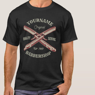 Personalisiert NAME Barber Straight Razor Barbersh T-Shirt