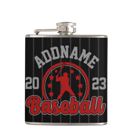 Personalisiert NAME Baseball Team Player Game Flachmann (Vorderseite)