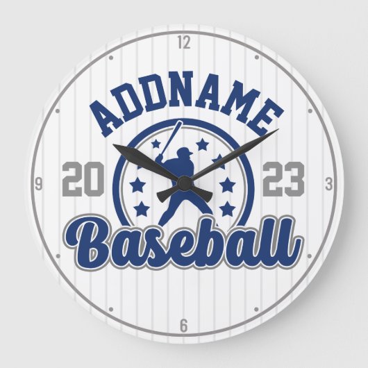 Personalisiert NAME Baseball Team Player Game Große Wanduhr (Vorderseite)