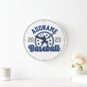 Personalisiert NAME Baseball Team Player Game Große Wanduhr (Zuhause)