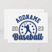 Personalisiert NAME Baseball Team Player Game Postkarte (Vorne/Hinten)