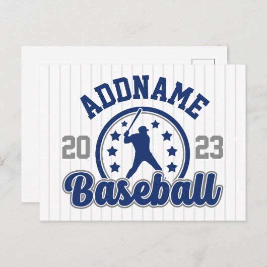 Personalisiert NAME Baseball Team Player Game Postkarte (Vorne/Hinten)