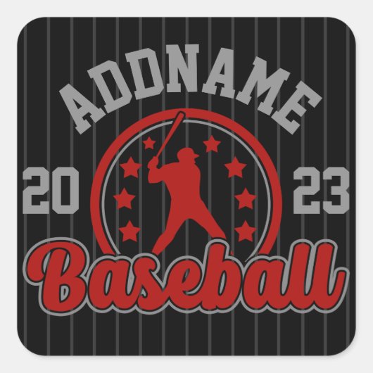 Personalisiert NAME Baseball Team Player Game Quadratischer Aufkleber (Vorderseite)