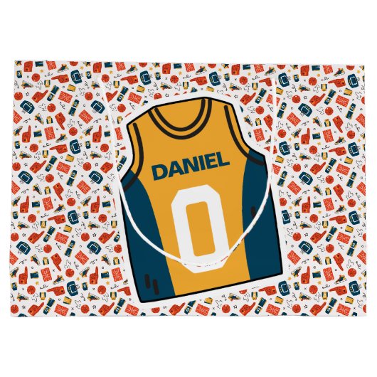 Personalisiert Name Basketball Große Geschenktüte (Rückseite)
