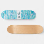 Personalisiert Name Beach Waves Wasserfarbenstrand Skateboard (Horizontal)