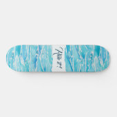 Personalisiert Name Beach Waves Wasserfarbenstrand Skateboard (Horizontal)
