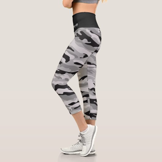 Personalisiert Name Black Camouflage Pattern Capri Leggings (Links)