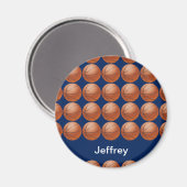 Personalisiert Name Blauer Hintergrund Basketball Magnet (Vorderseite/Rückseite)