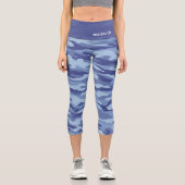 Personalisiert Name Blue Camouflage Muster Capri Leggings (Vorderseite)