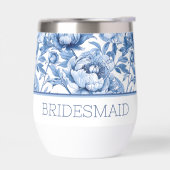 Personalisiert Name Blue Floral Bridesmaid Blume (Links)
