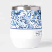 Personalisiert Name Blue Floral Bridesmaid Blume (Vorderseite)