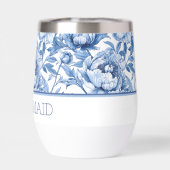 Personalisiert Name Blue Floral Bridesmaid Blume (Rückseite)