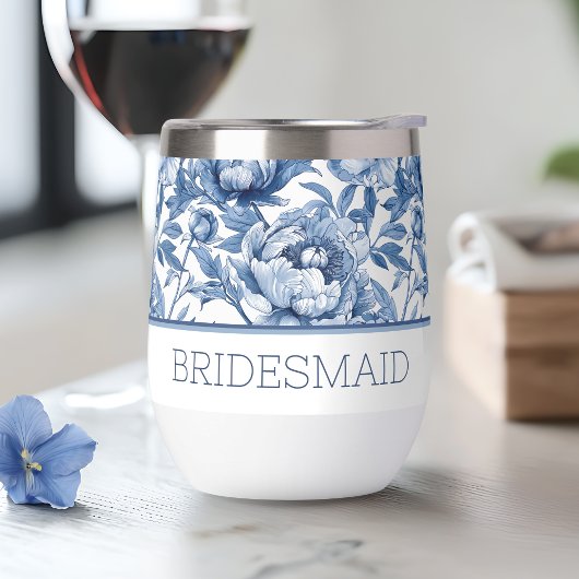 Personalisiert Name Blue Floral Bridesmaid Blume
