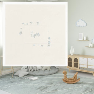 Personalisiert Name Blue Floral Cream Baby Dusche Serviette
