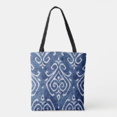 Personalisiert Name Blue Ikat Pattern Bridesmaid Tasche (Rückseite)