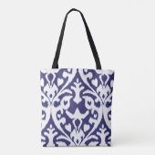 Personalisiert Name Blue Ikat Pattern Bridesmaid Tasche (Rückseite)