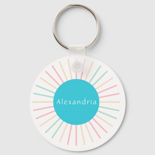 Personalisiert Name Boho Aquamarin Schlüsselanhänger (Vorderseite)