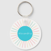 Personalisiert Name Boho Aquamarin Schlüsselanhänger (Rückseite)