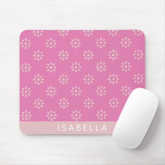 Personalisiert Name Boho Floral Daisy Girly Pink Mousepad (Mit Mouse)