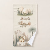 Personalisiert Name Boho Niedlich Dinosaurier Badhandtuch Set (Handtuch)