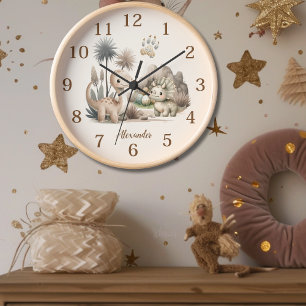 Personalisiert Name Boho Niedlich Dinosaurier Uhr